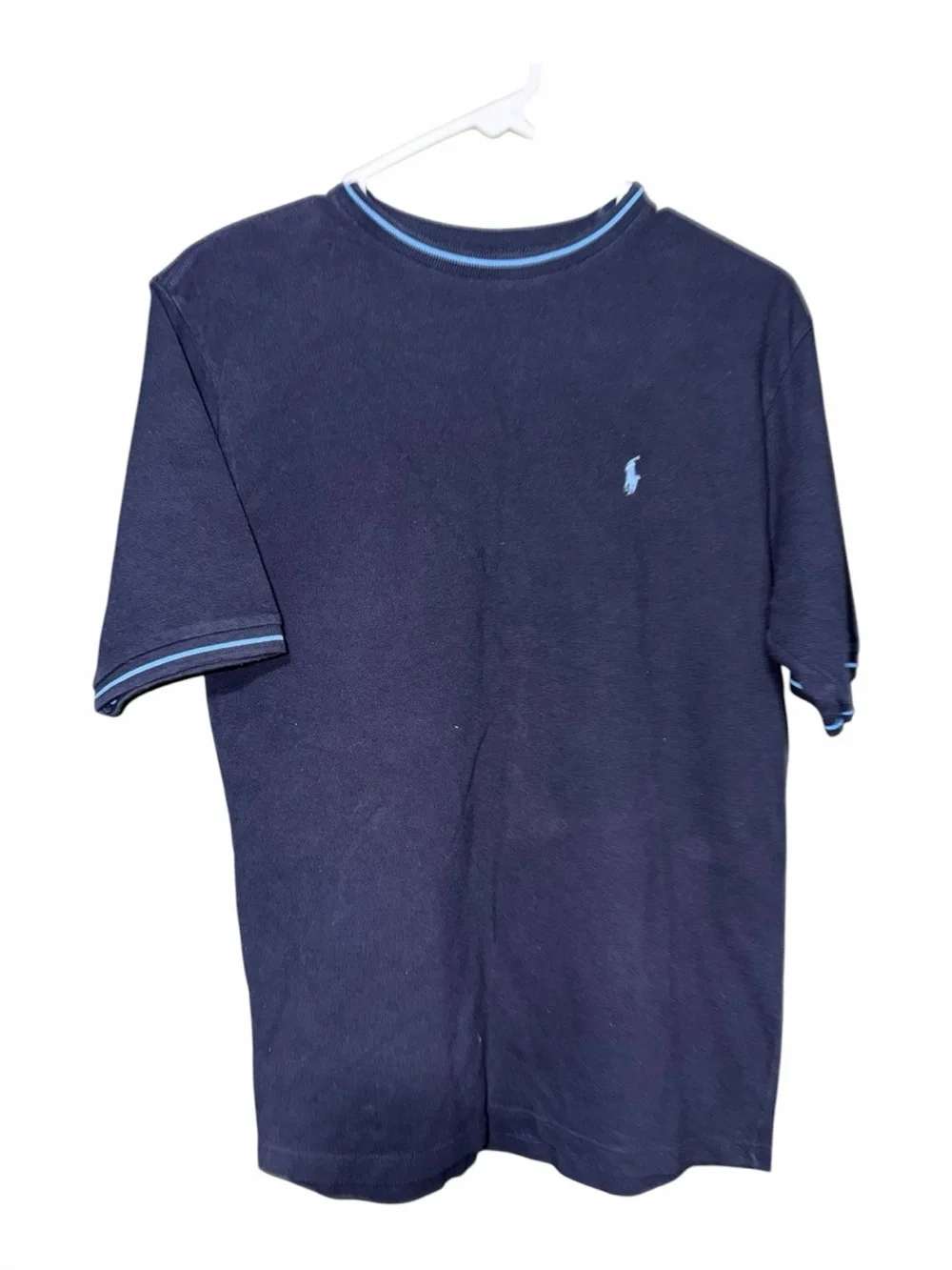 Polo by Ralph Lauren Navy Blue Short Sleeve Crew Neck Tee with Light Blue Trim